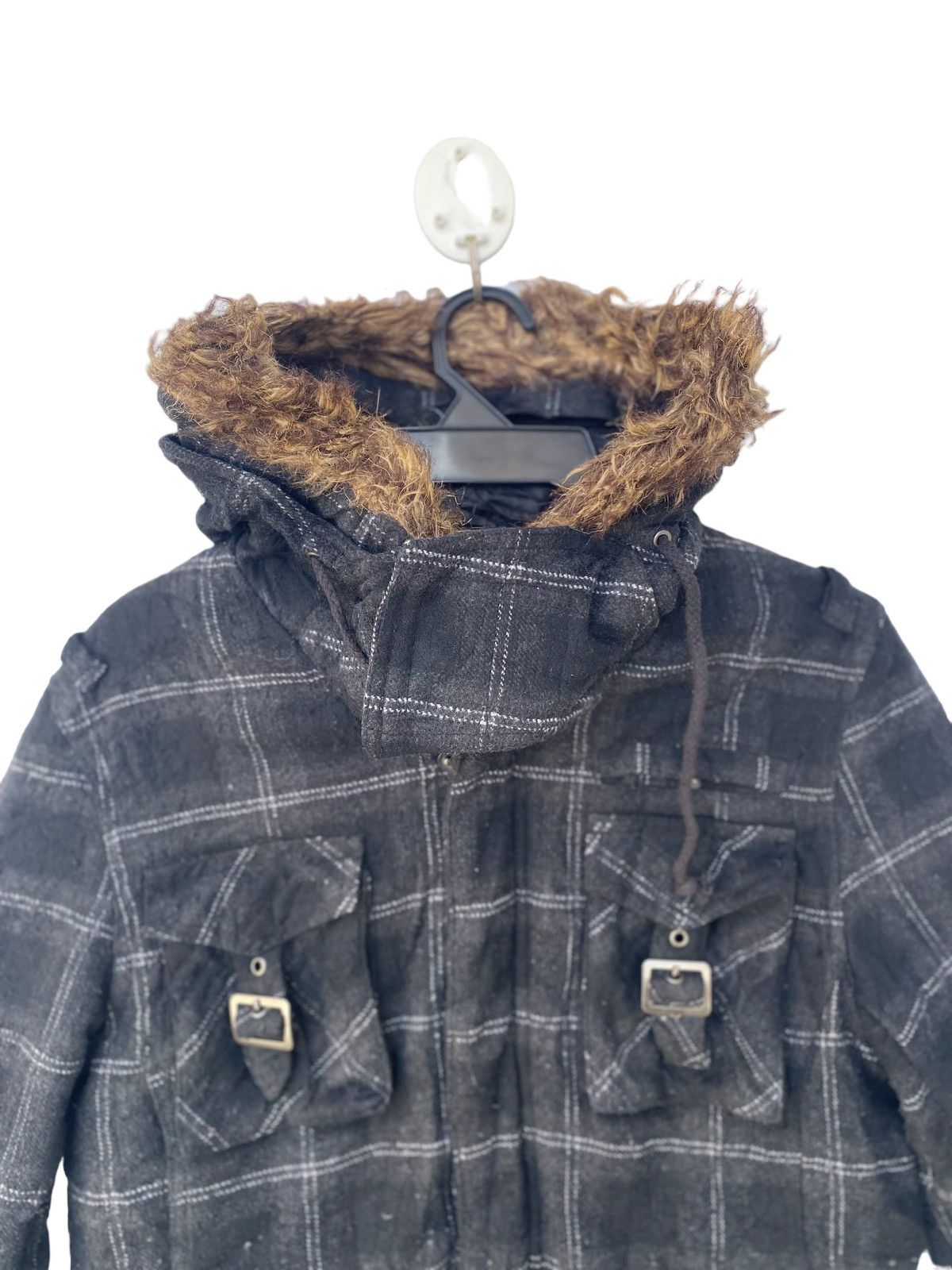 In The Attic In The Attic cargo pocket checkered fur neck lined jacket Size L / US 10 / IT 46 - 2 Thumbnail