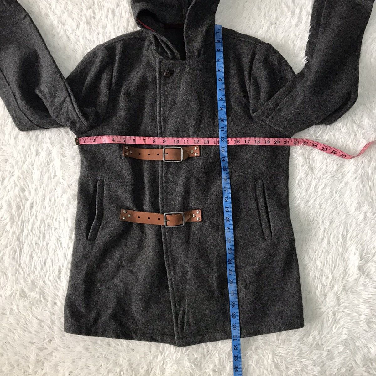 Schott Rare Schott NYC Belted Leather Wool Jacket Hooded Size US L / EU 52-54 / 3 - 15 Thumbnail