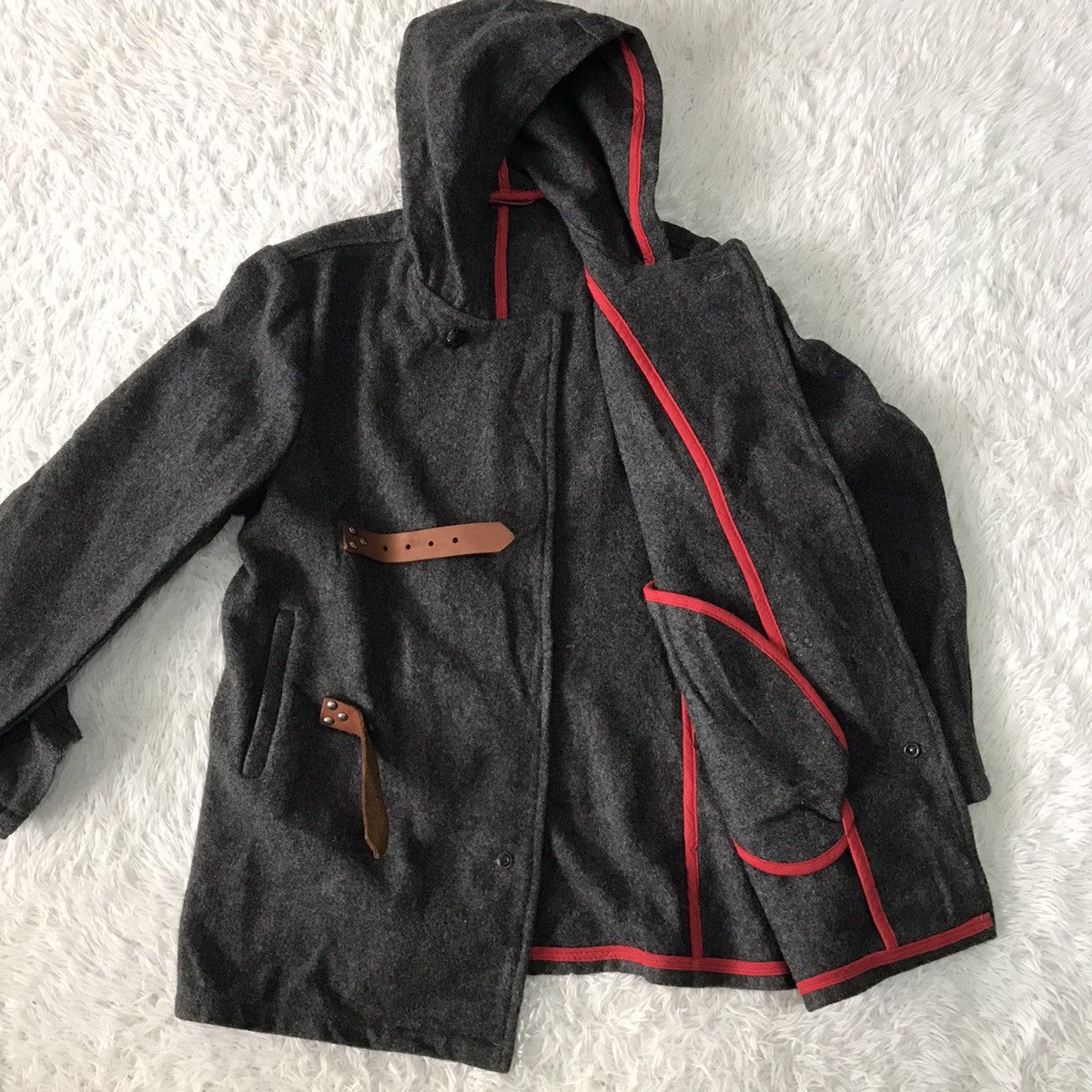 Schott Rare Schott NYC Belted Leather Wool Jacket Hooded Size US L / EU 52-54 / 3 - 13 Thumbnail
