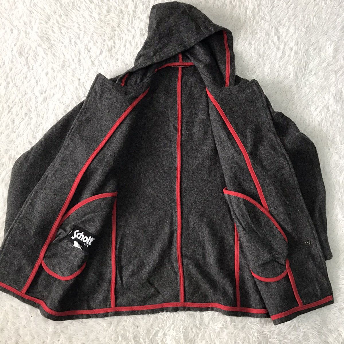 Schott Rare Schott NYC Belted Leather Wool Jacket Hooded Size US L / EU 52-54 / 3 - 14 Thumbnail