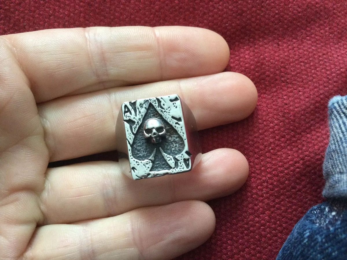 Jewelry Punk Rock Ace Of Spades Poker Heart Skull Ring in Silver, Men's