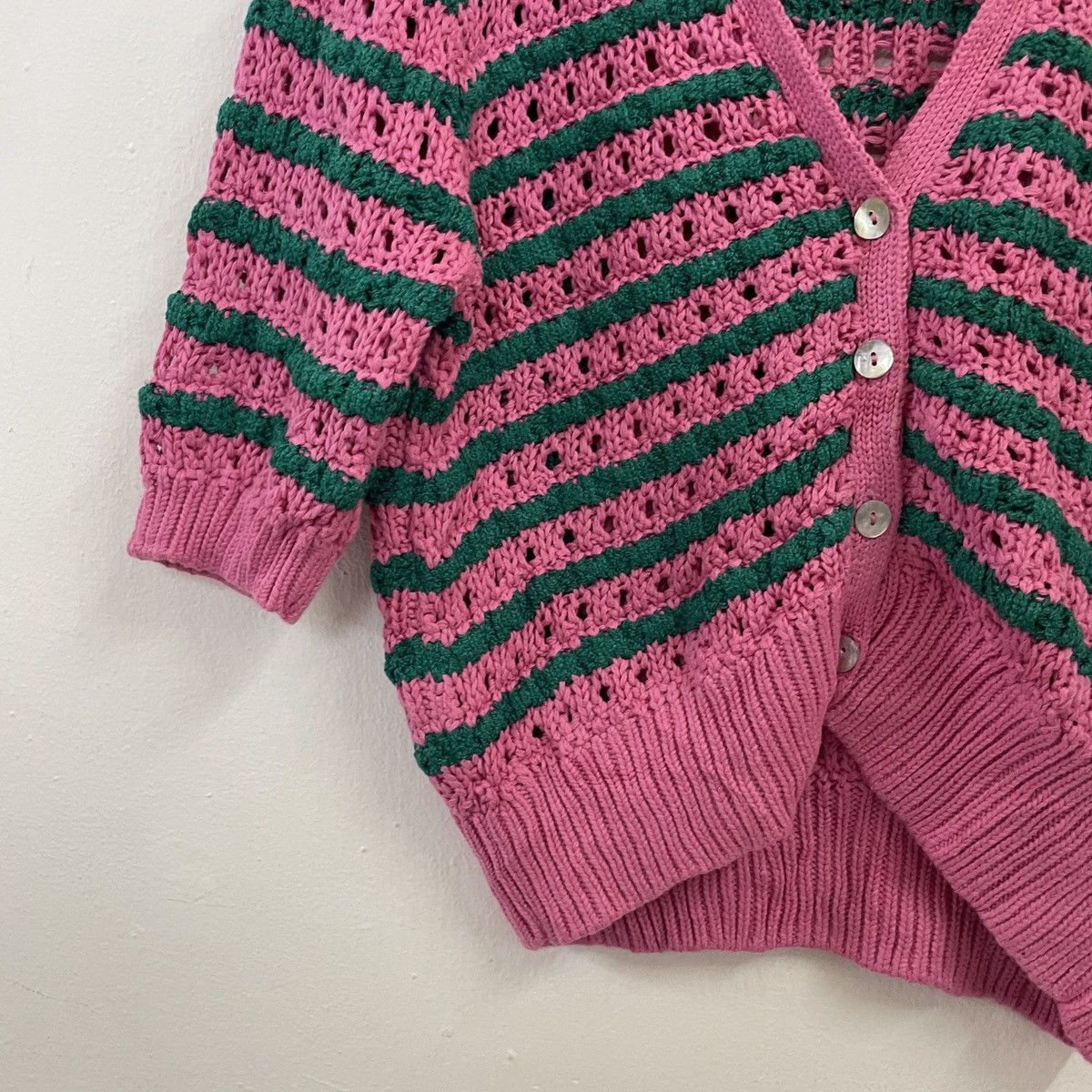 Aran Isles Knitwear × Homespun Knitwear Vintage Unbranded Drawstring Honeycomb Cardingan Knitwear Size XL / US 12-14 / IT 48-50 - 3 Thumbnail