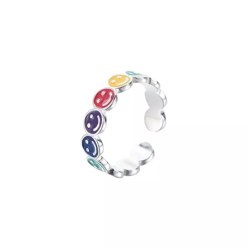 Jewelry Rainbow Colorful Smile Face Ring Size ONE SIZE - 2 Thumbnail
