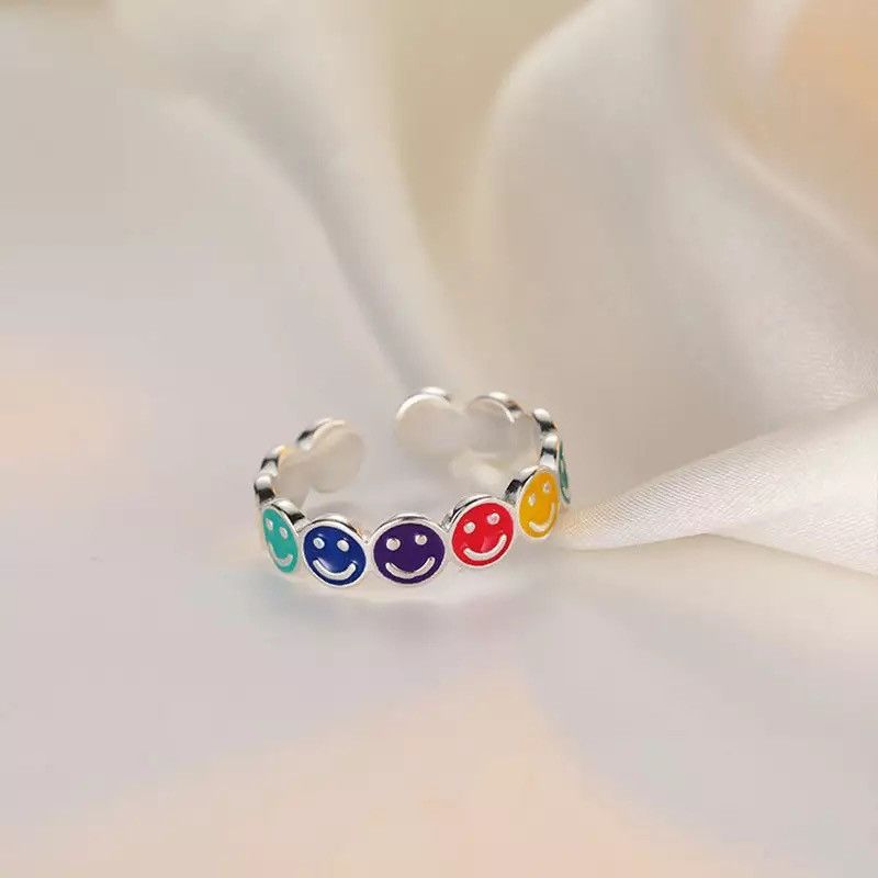 Jewelry Rainbow Colorful Smile Face Ring Size ONE SIZE - 1 Thumbnail