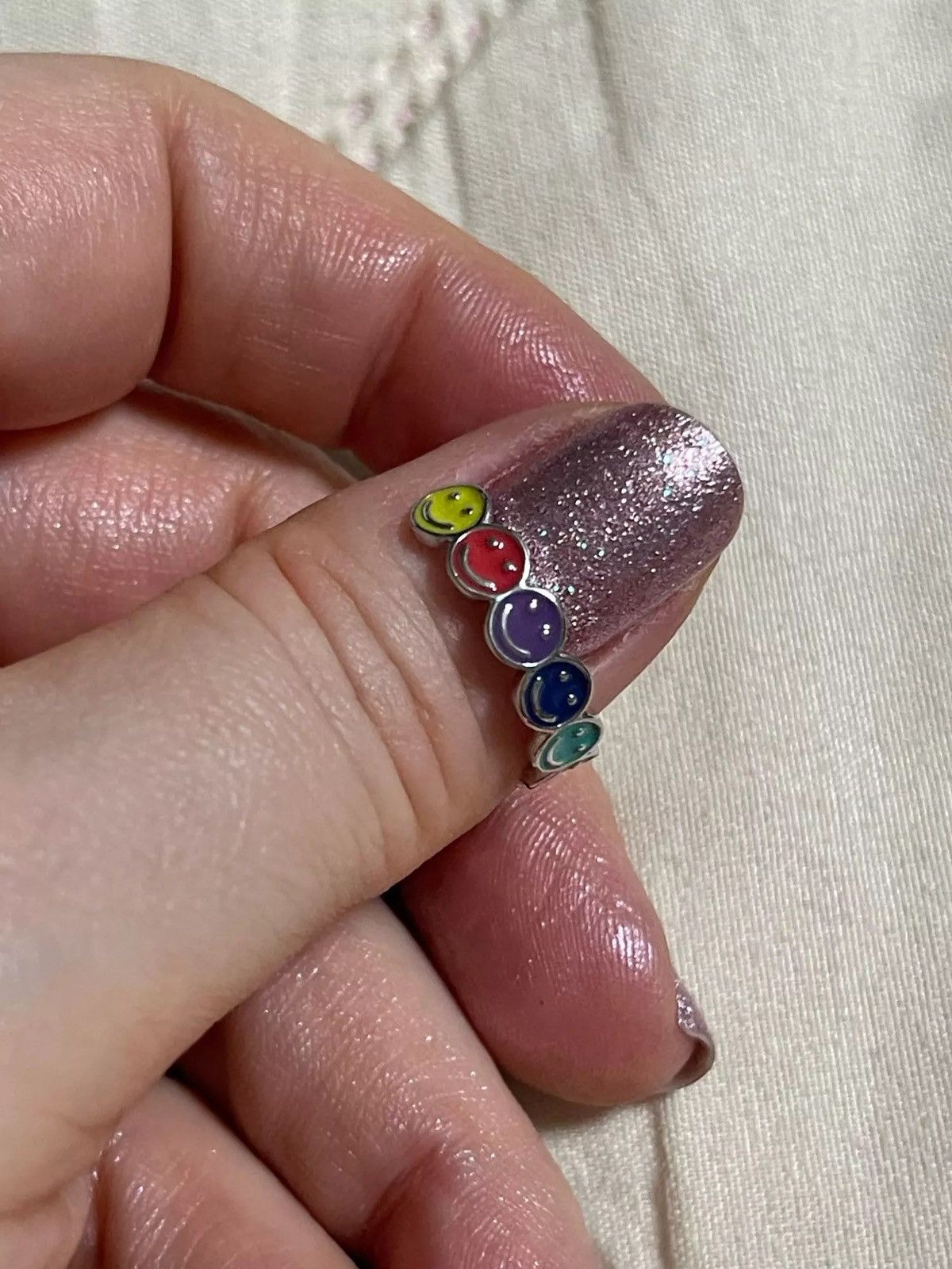 Jewelry Rainbow Colorful Smile Face Ring Size ONE SIZE - 3 Thumbnail