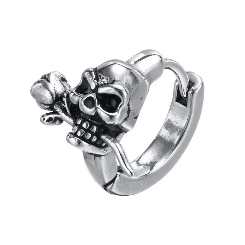 Jewelry × Vintage Gothic Skull Skeleton Huggie Hoop Earrings Size ONE SIZE - 1 Thumbnail