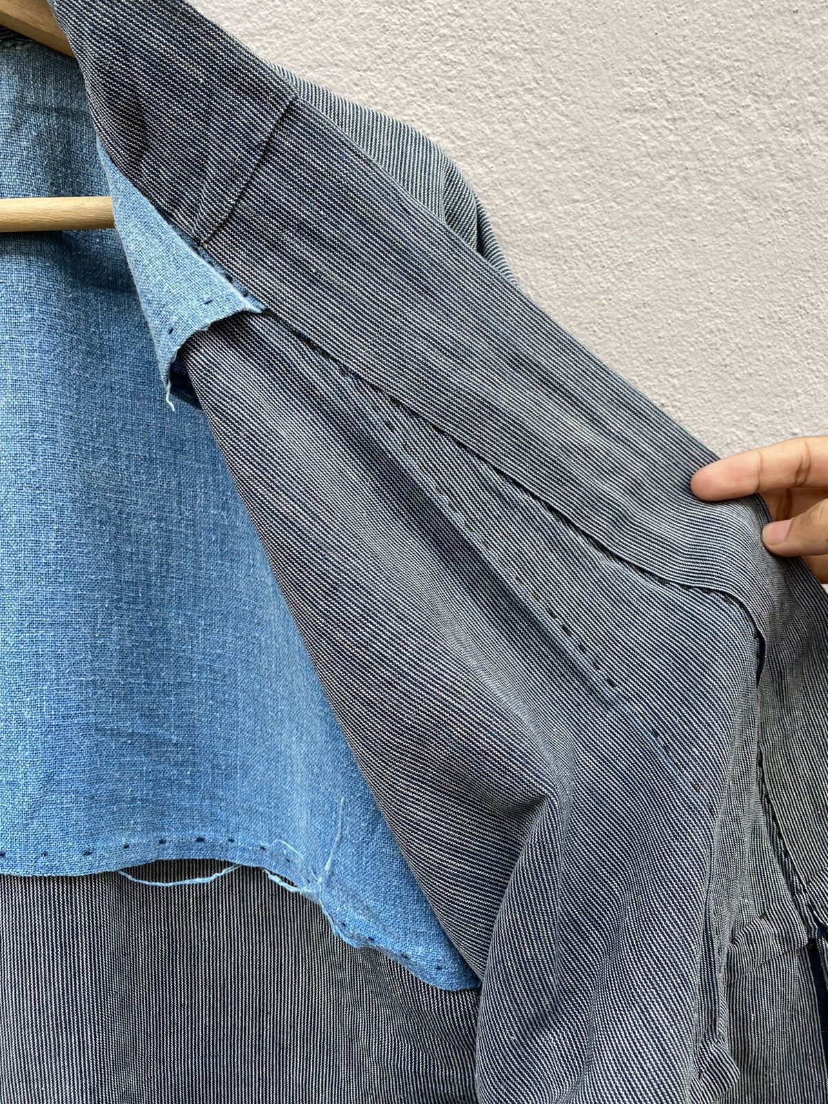 Japanese Brand × Vintage RARE💥Indigo Selvedge Kimono Handmade with Sashiko Stitching Size US L / EU 52-54 / 3 - 8 Thumbnail