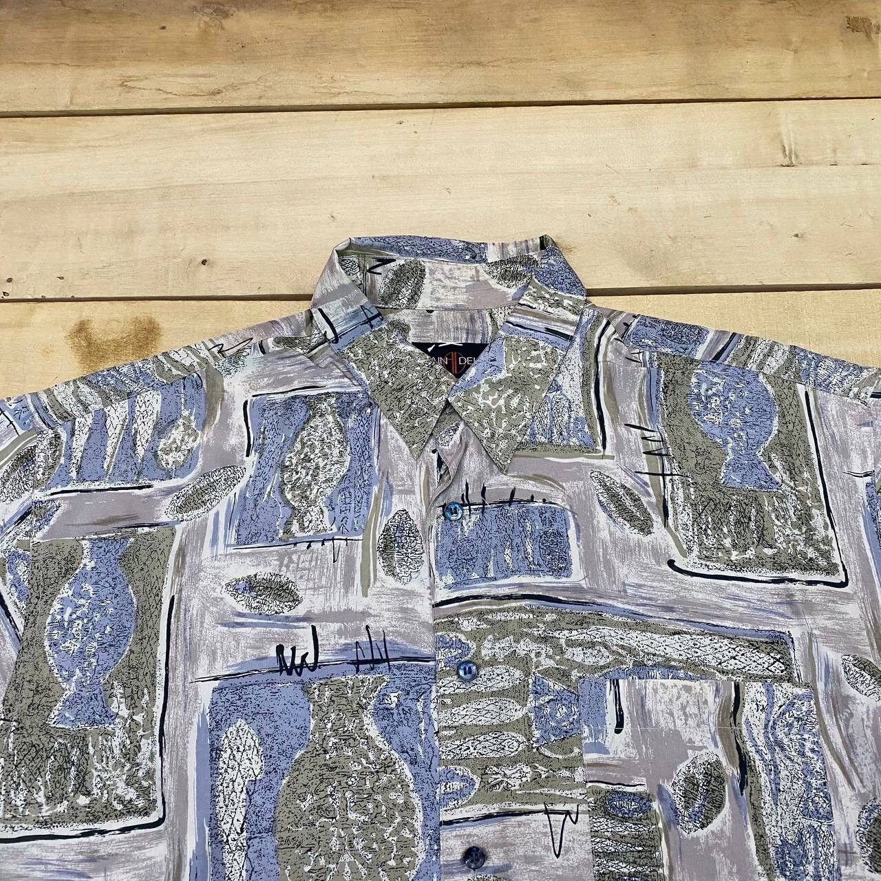 Vintage A569 VTG ALAIN DELON ART SILK SHIRTS Size US L / EU 52-54 / 3 - 2 Thumbnail