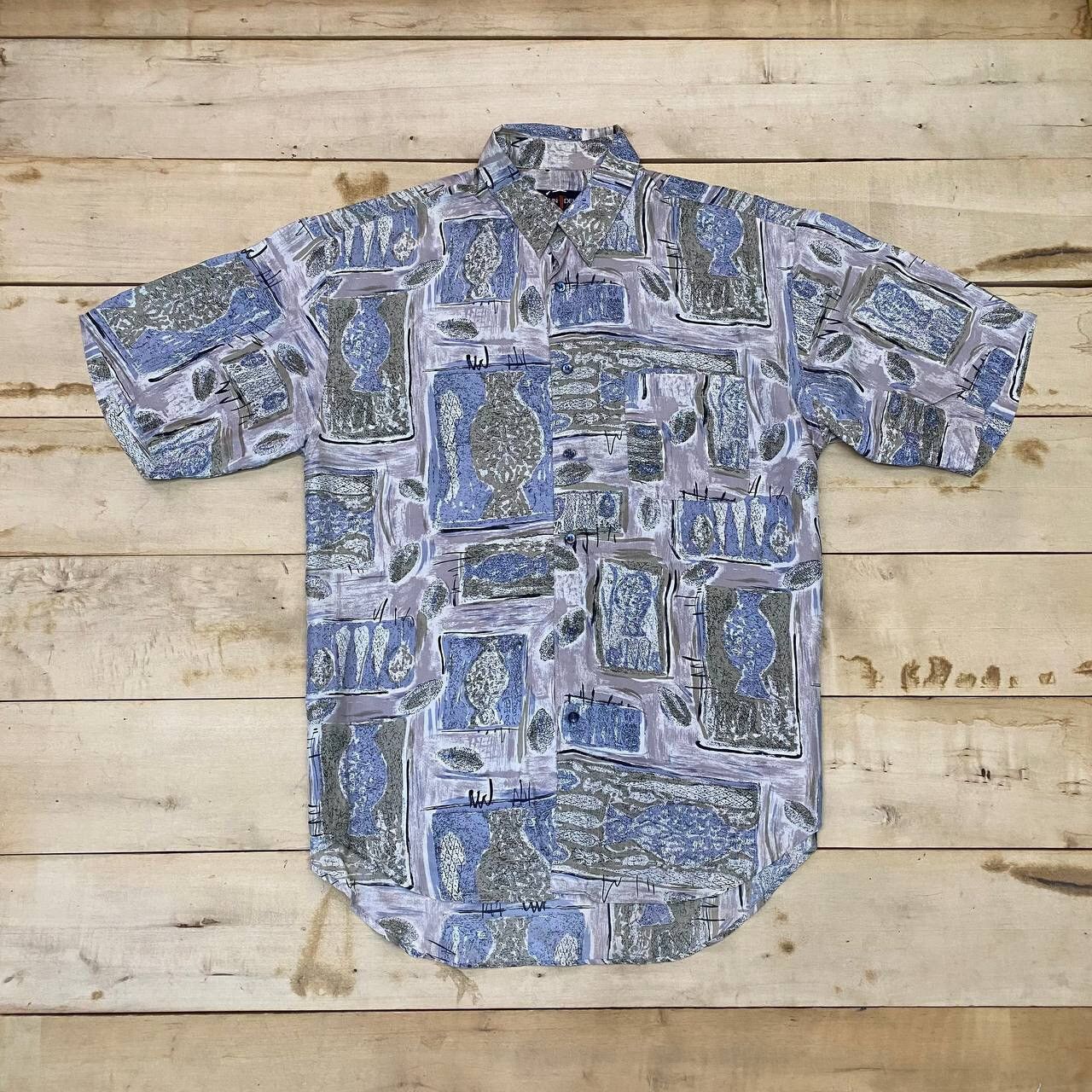 Vintage A569 VTG ALAIN DELON ART SILK SHIRTS Size US L / EU 52-54 / 3 - 1 Thumbnail