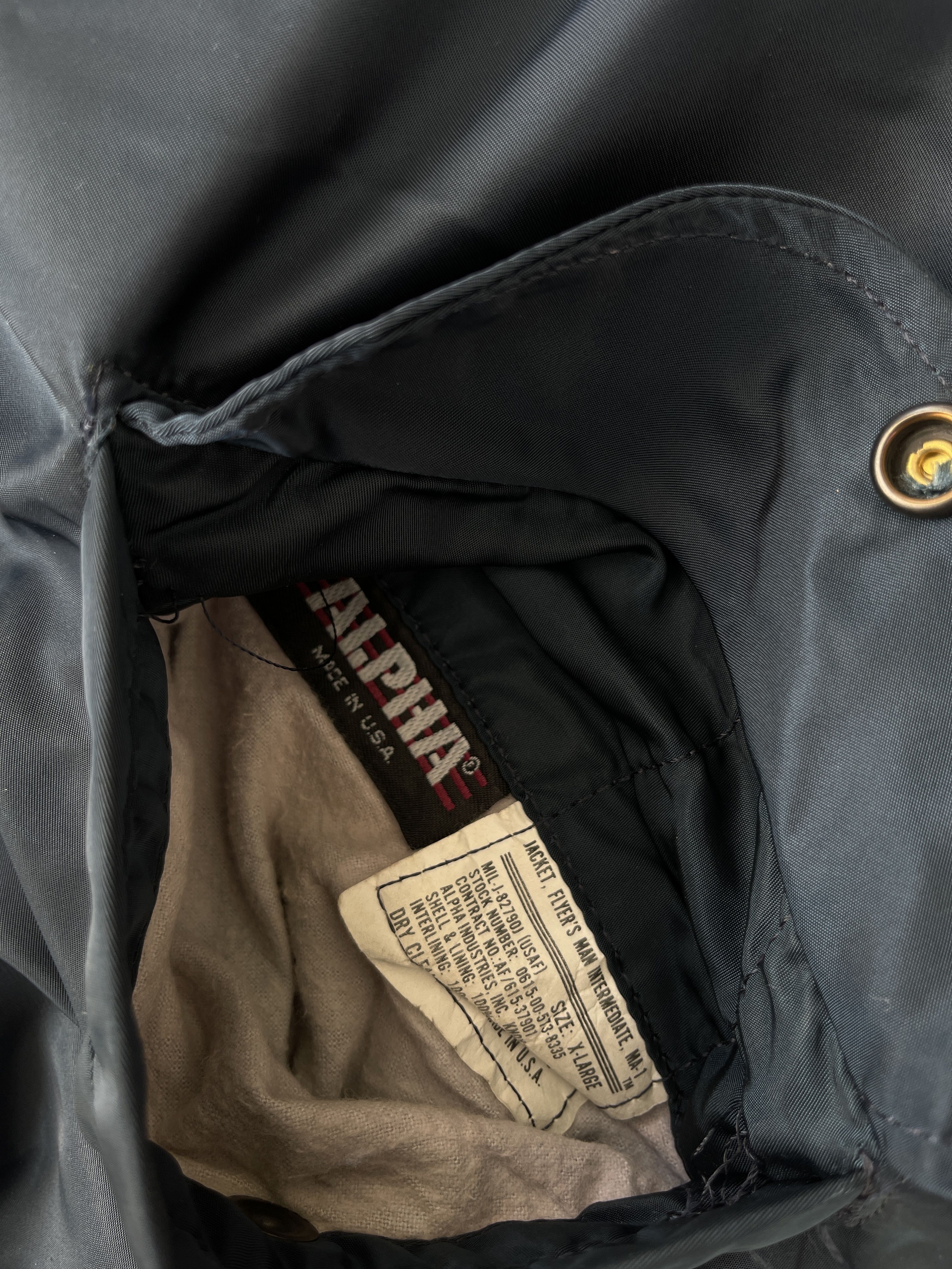 Alpha Industries × Vintage Vintage Alpha Industries MA1 Polizei Bomber Jacket Navy Size US XL / EU 56 / 4 - 4 Thumbnail