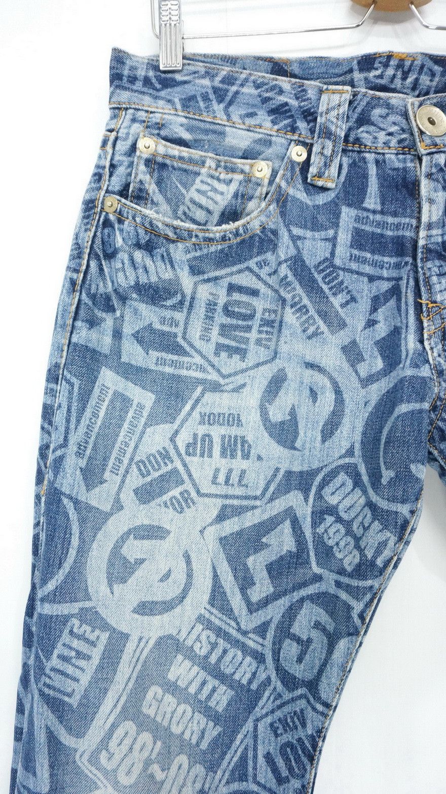 Japanese Brand CO & LU Japan All OverPrint Smiley Denim Japan Pop Art DHL Size US 33 - 3 Thumbnail