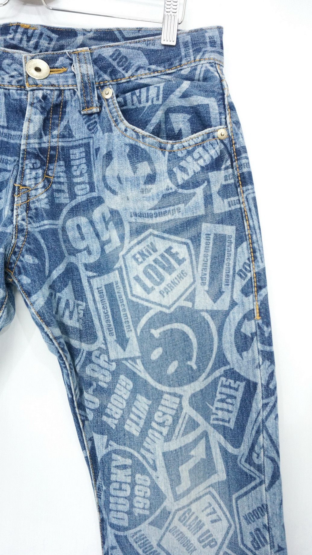 Japanese Brand CO & LU Japan All OverPrint Smiley Denim Japan Pop Art DHL Size US 33 - 4 Thumbnail