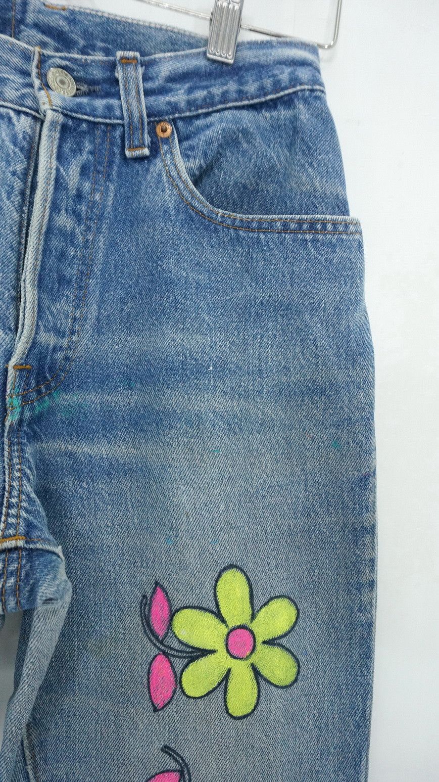 Levi's Vintage Clothing Vintage 80s Levi's 26501 Aging Smiley Paint Blue Jeans LG1 Size US 26 / EU 42 - 4 Thumbnail