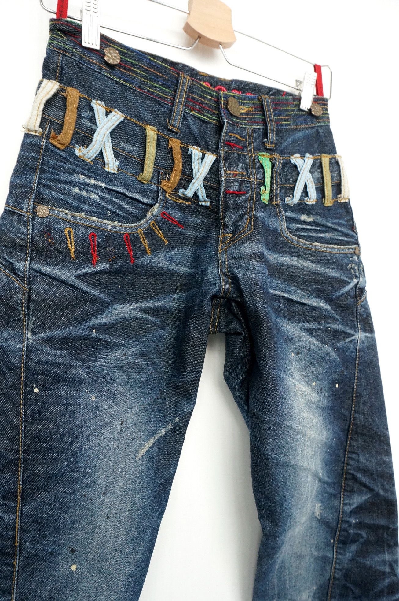 image of Japan Joneaa Double Waist Painter Skinny Jeans in Blue Denim, Men's (Size 26)