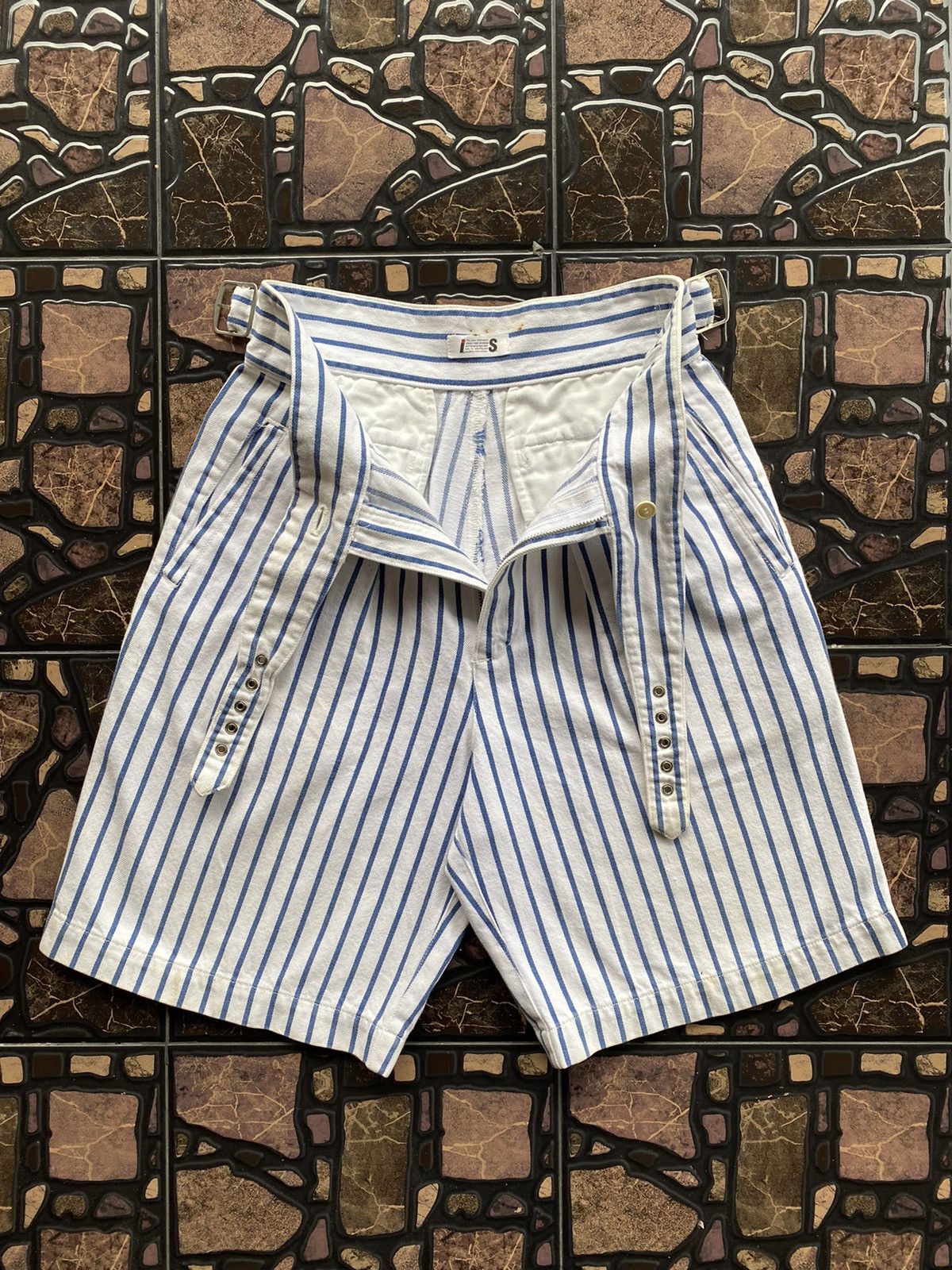 Issey Miyake ISSEY MIYAKE Blue Stripes Denim Short Pant Rare Waist Design Size US 28 / EU 44 - 5 Thumbnail