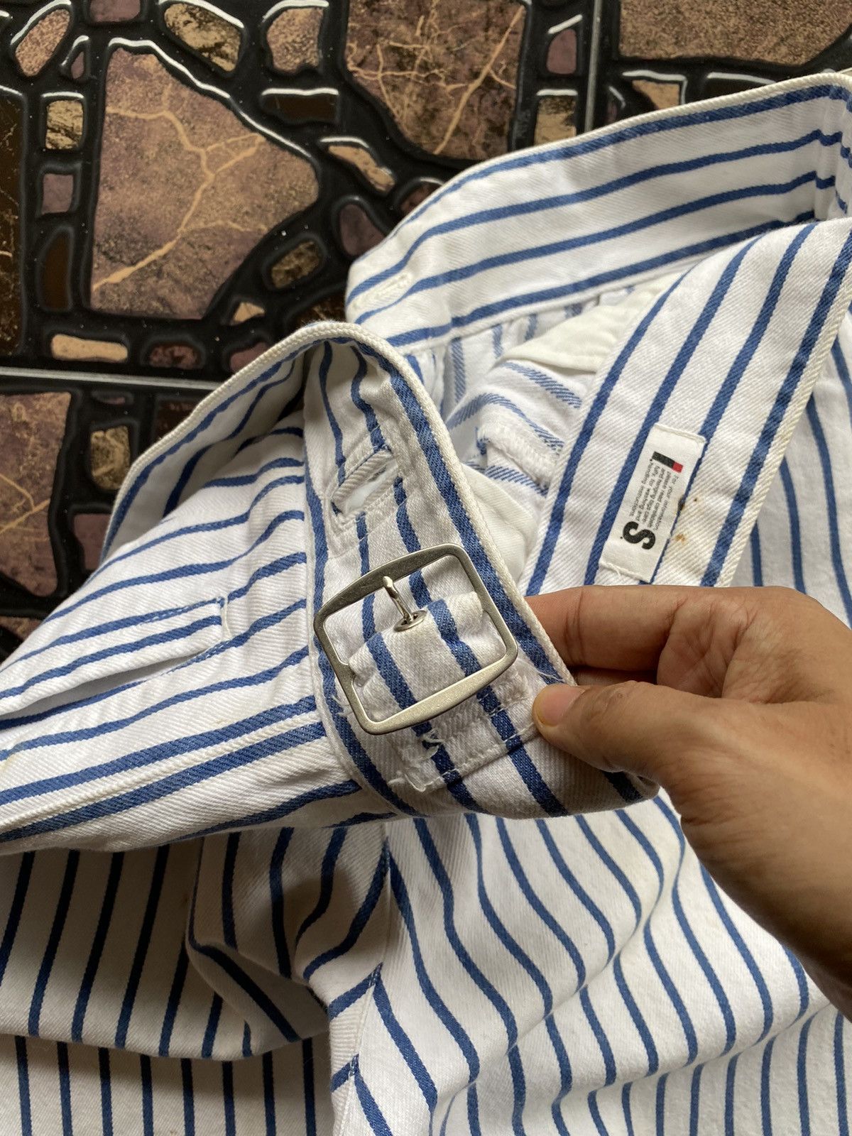 Issey Miyake ISSEY MIYAKE Blue Stripes Denim Short Pant Rare Waist Design Size US 28 / EU 44 - 18 Thumbnail