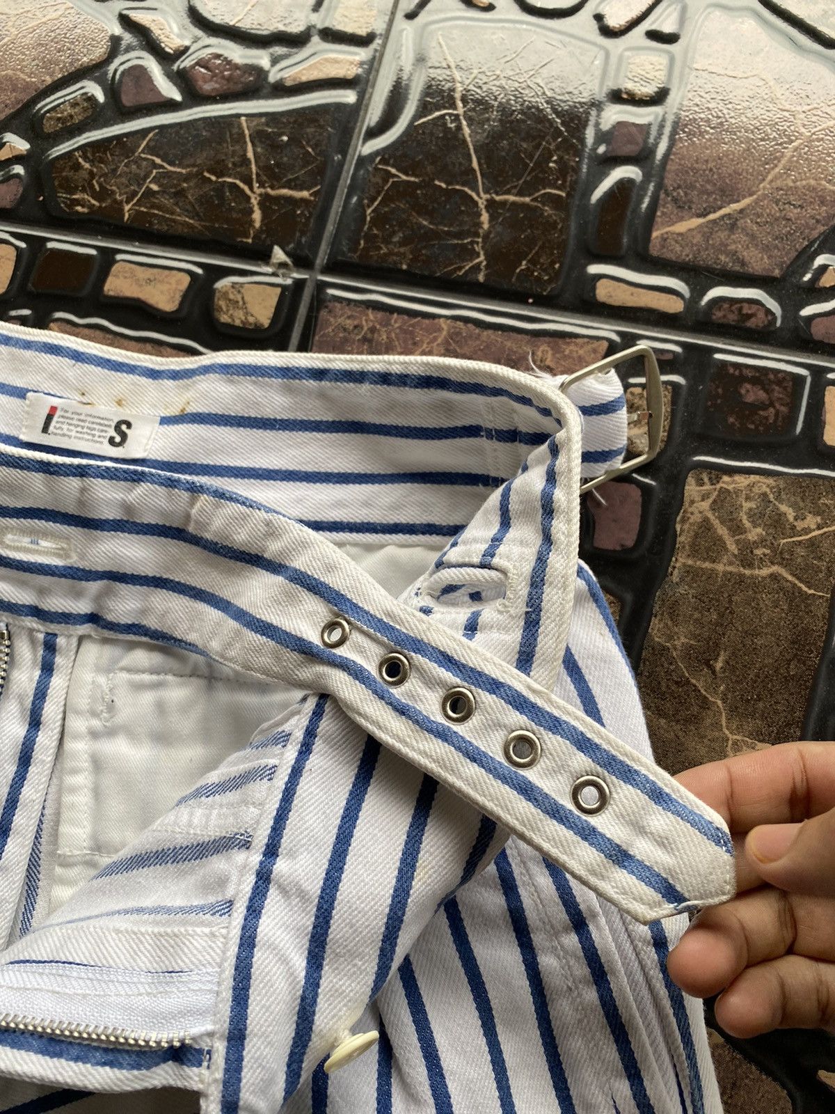Issey Miyake ISSEY MIYAKE Blue Stripes Denim Short Pant Rare Waist Design Size US 28 / EU 44 - 6 Thumbnail