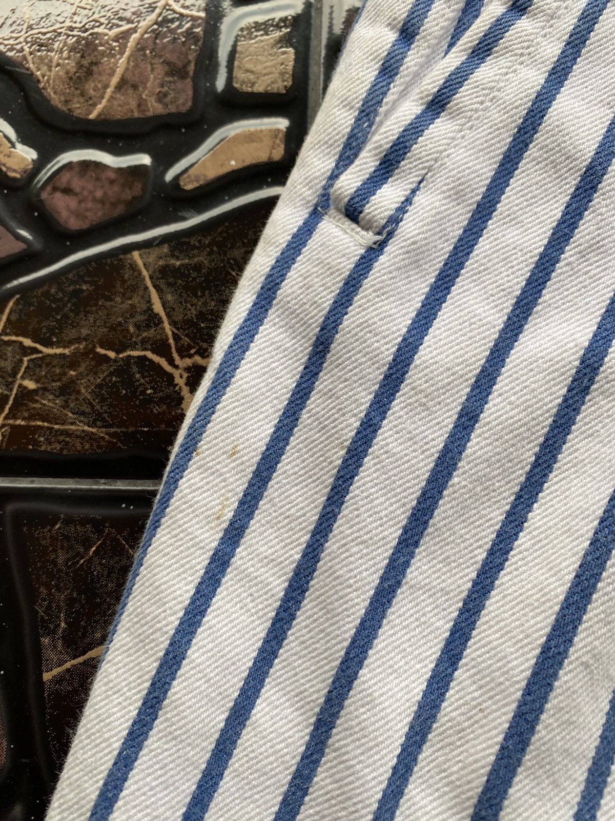 Issey Miyake ISSEY MIYAKE Blue Stripes Denim Short Pant Rare Waist Design Size US 28 / EU 44 - 9 Thumbnail