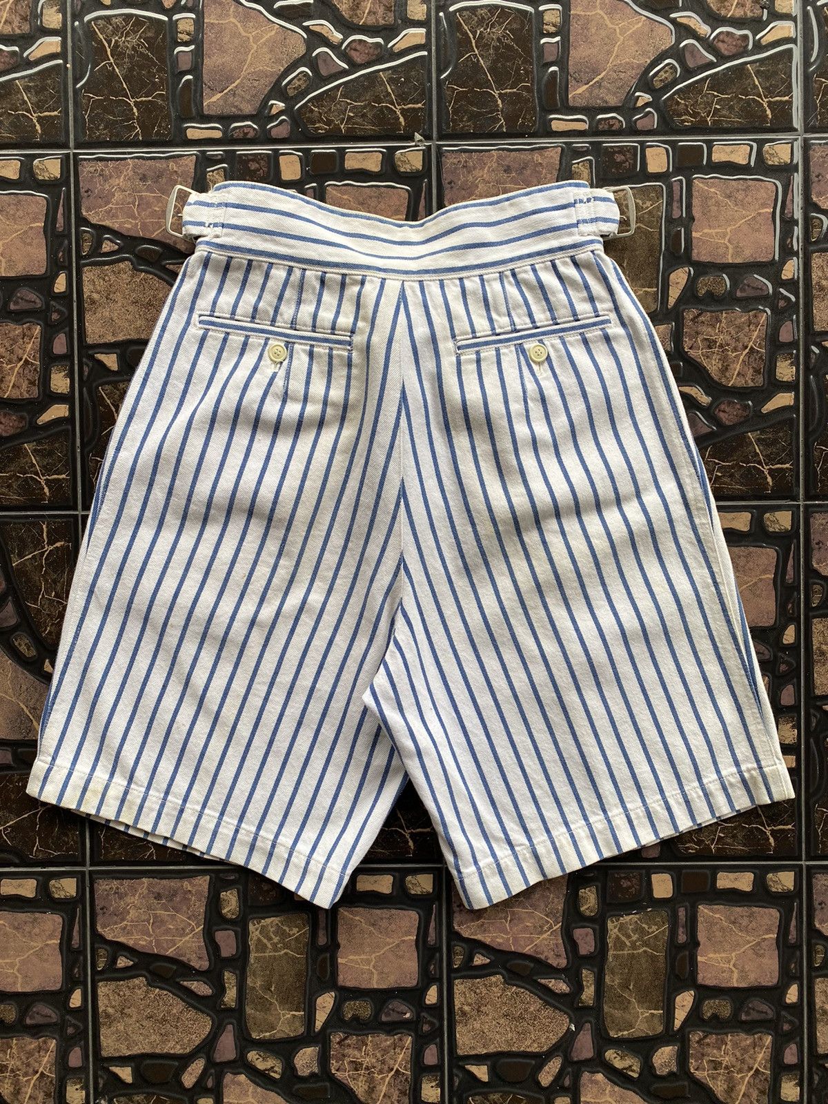 Issey Miyake ISSEY MIYAKE Blue Stripes Denim Short Pant Rare Waist Design Size US 28 / EU 44 - 15 Thumbnail