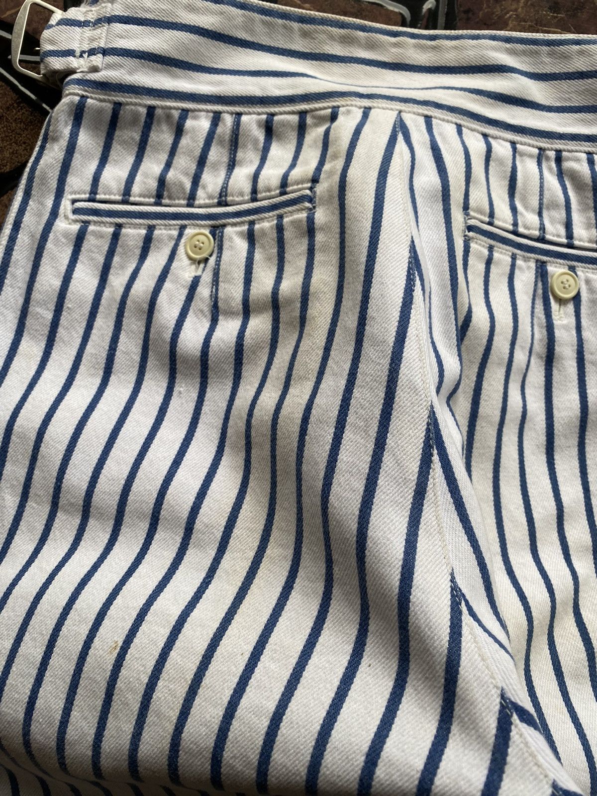 Issey Miyake ISSEY MIYAKE Blue Stripes Denim Short Pant Rare Waist Design Size US 28 / EU 44 - 16 Thumbnail