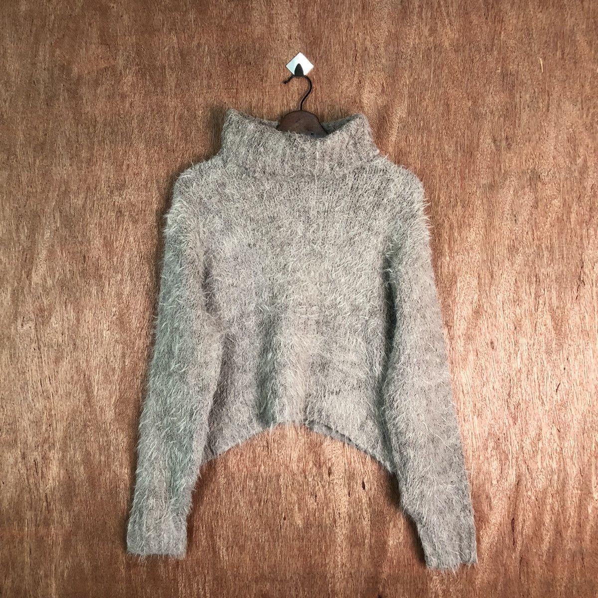 image of Homespun Knitwear x Mink Fur Coat Retro Girl Shag Shaggy Fur Mohair Knitwear 6547 in Brown, Women's