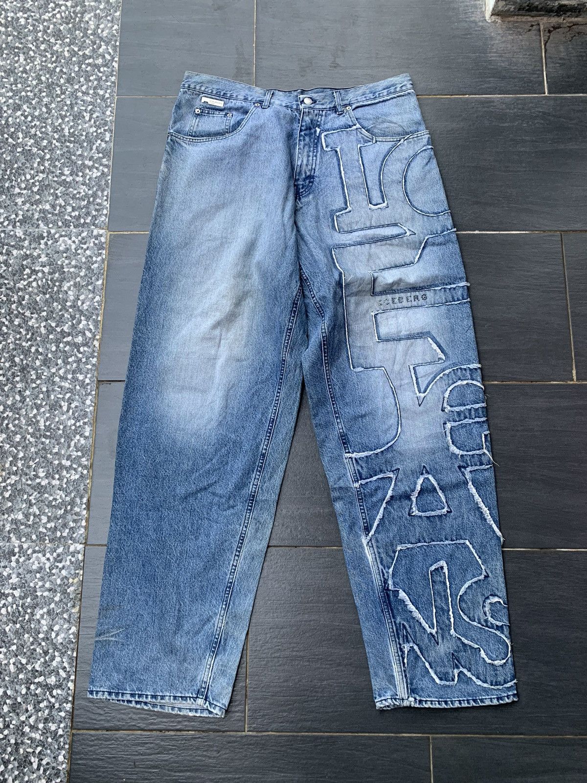 Designer Rare Vintage Baggy Custom Iceberg Faded Wash Denim Size US 38 / EU 54 - 1 Thumbnail