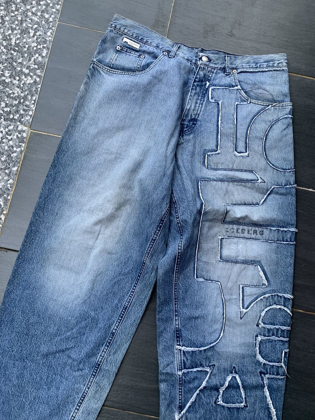 Designer Rare Vintage Baggy Custom Iceberg Faded Wash Denim Size US 38 / EU 54 - 4 Thumbnail