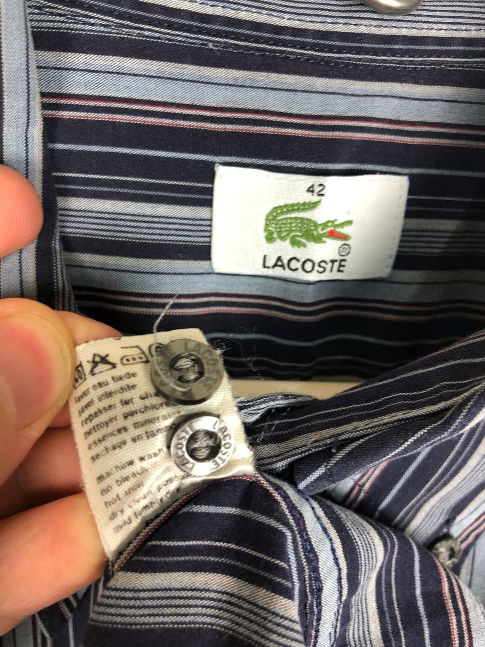 Lacoste Lacoste Regular Fit Shirt Blue Crocodile Logo size FR42 Size US M / EU 48-50 / 2 - 8 Thumbnail