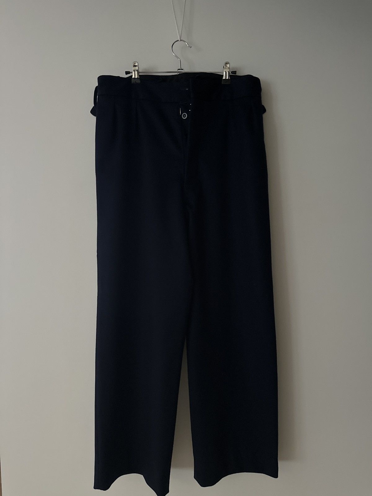 Pre-owned Maison Margiela Navy Wool Wide Leg Pants Men's (size 36)