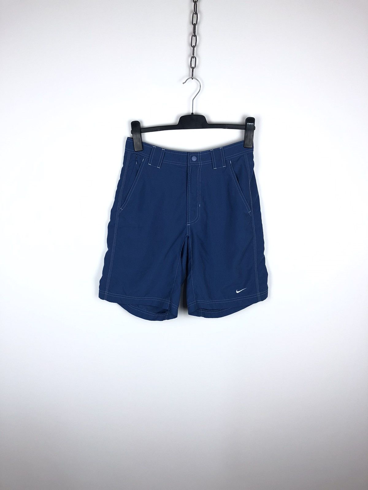 Nike Vintage 90's Nike Navy Shorts Swoosh Logo Size 32 Size US 32 / EU 48 - 1 Thumbnail