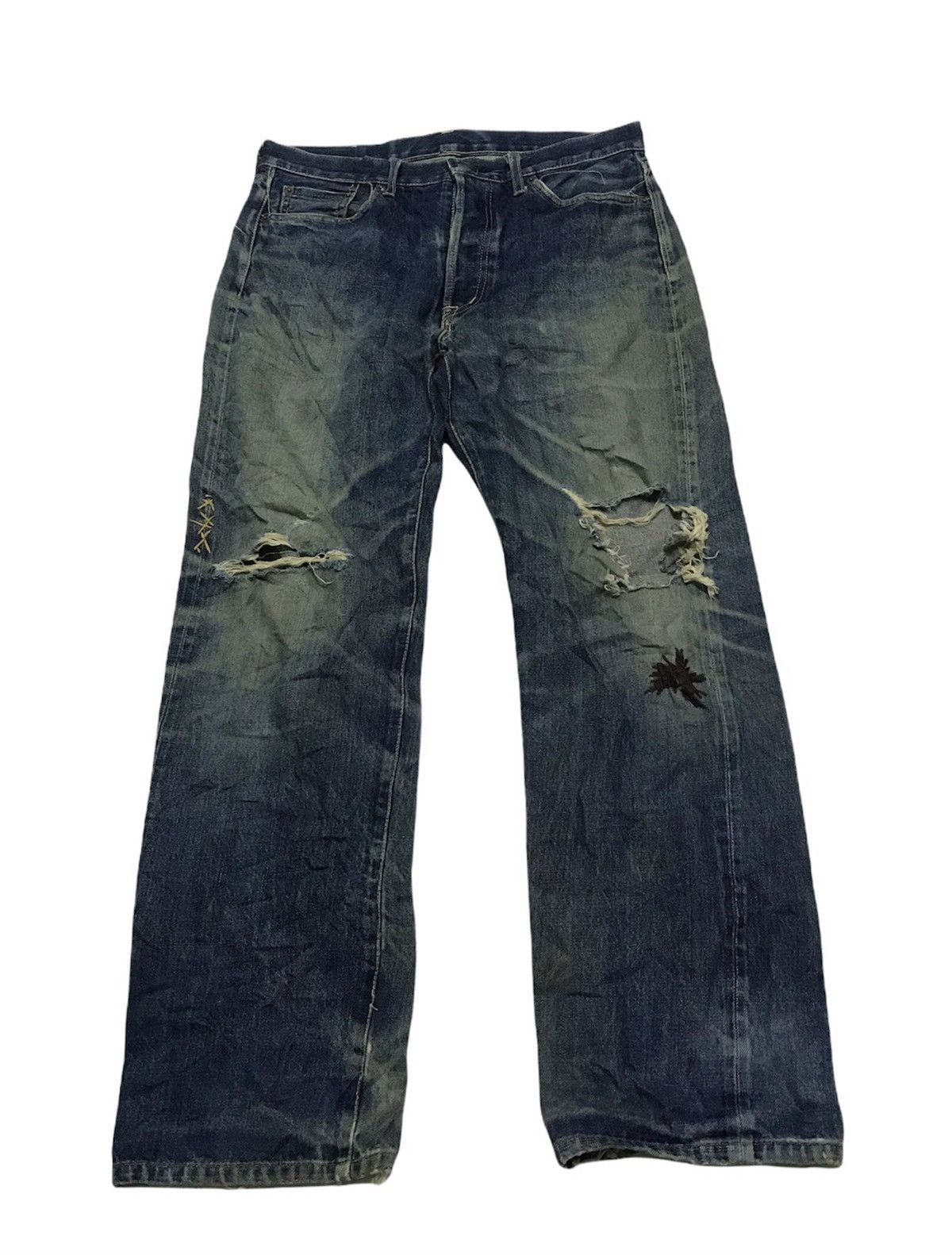 Vintage Domingo distressed selvedge denim jeans