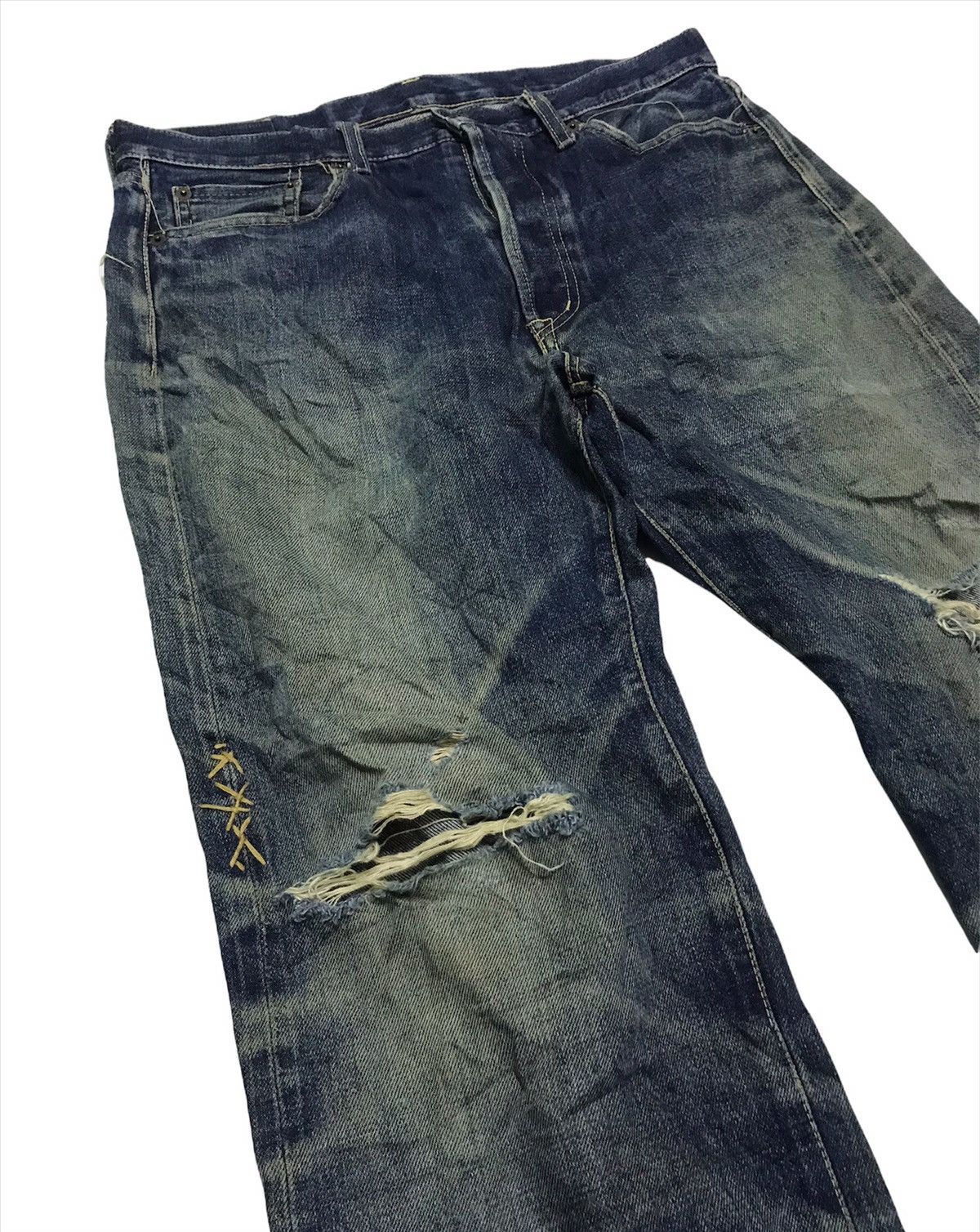 Vintage Domingo distressed selvedge denim jeans