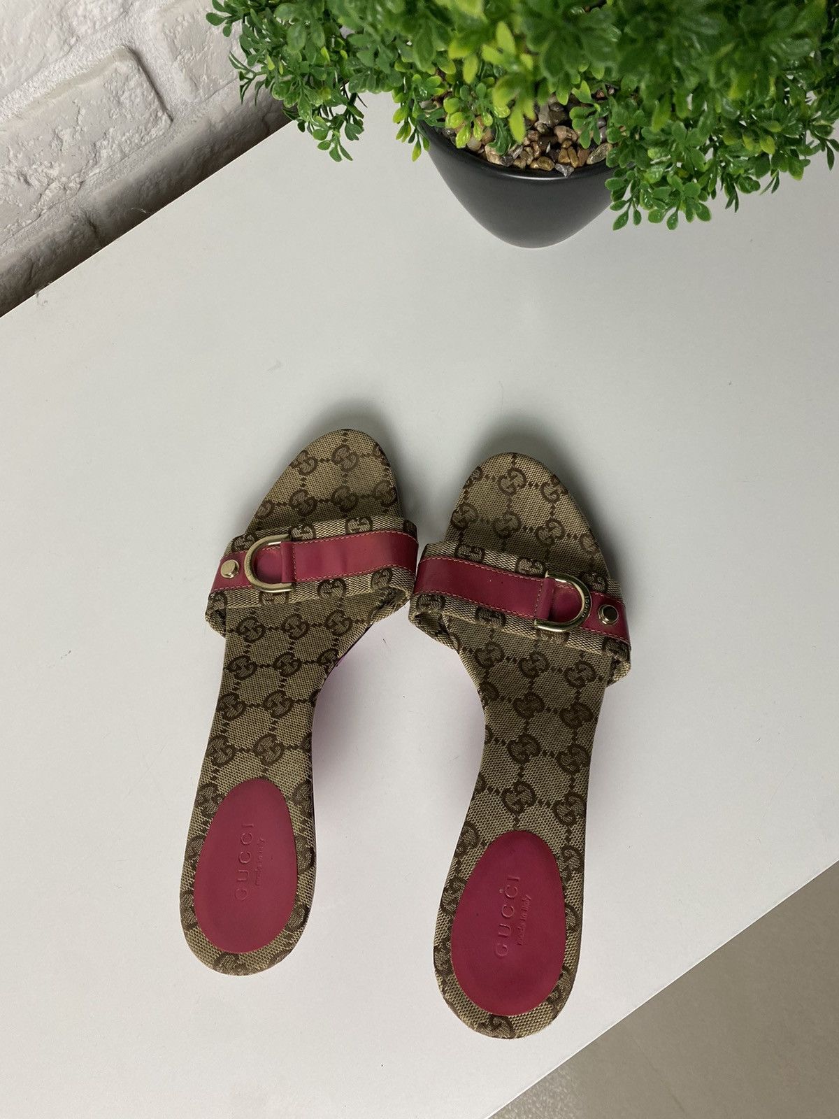 ❤️‍🔥❤️‍🔥Gucci Monogram Heels Slides Authenthic Vintage