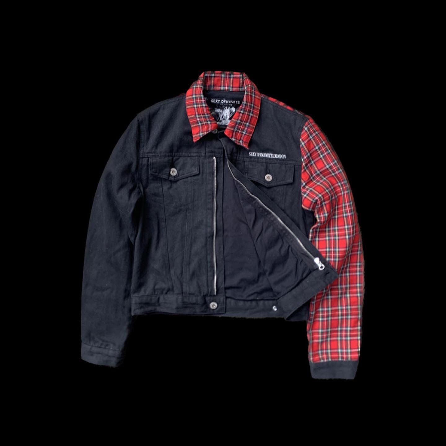 image of If Six Was Nine x Vintage Sexy Dynamite London Seditionaries Punk Rock Jacket in Black Tartan (Size
