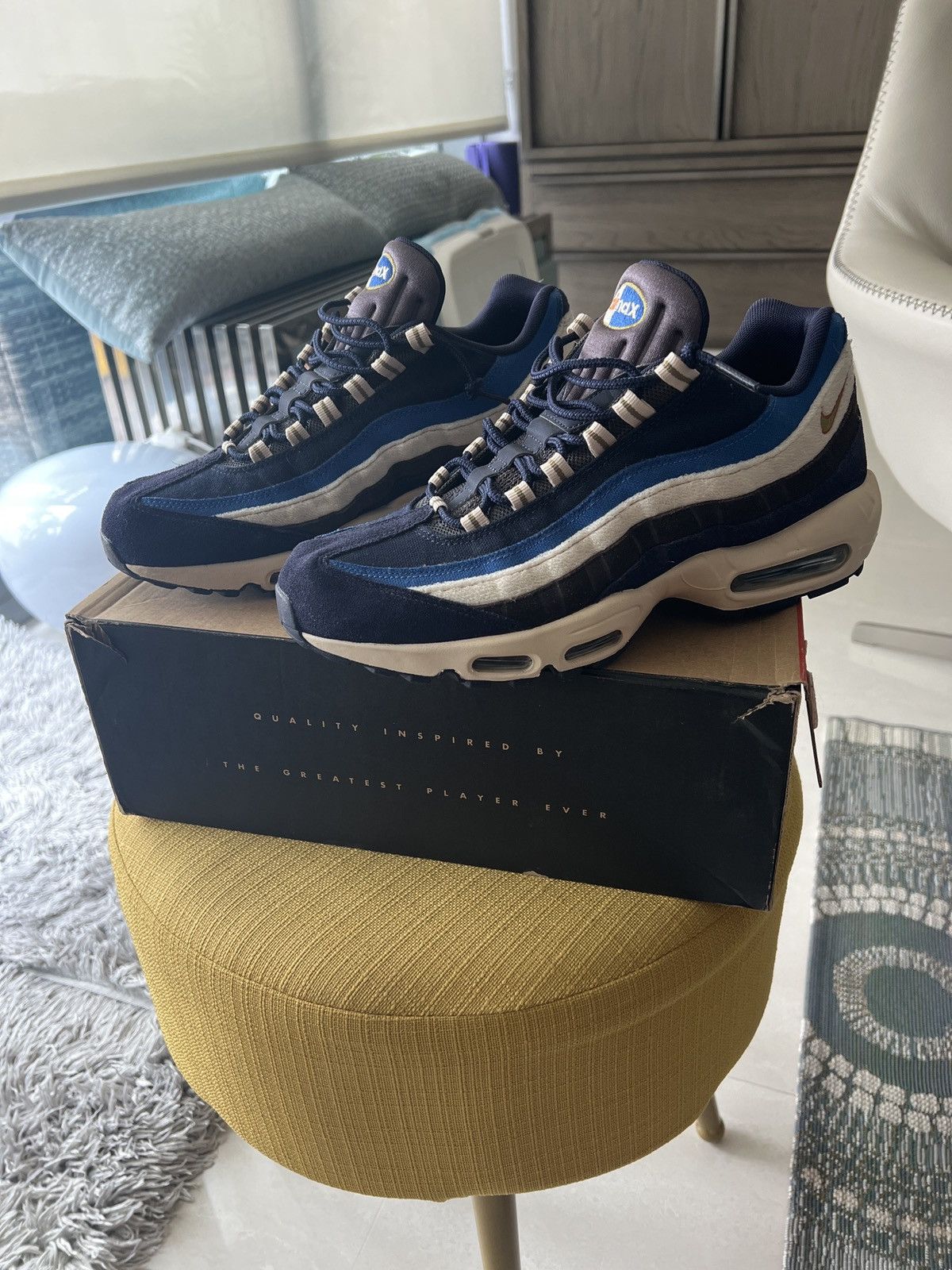 Nike air max 95 premium blackened blue/ camper clearance green