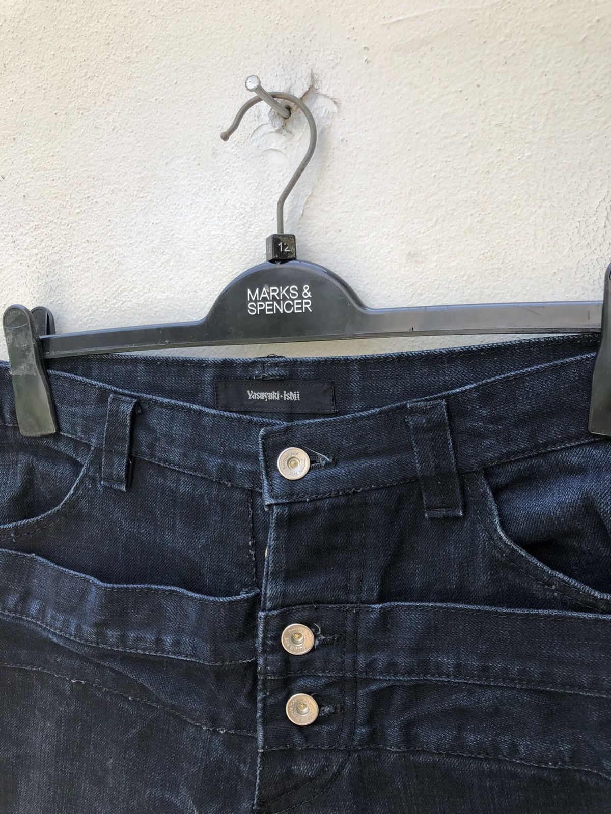 Yasuyuki Ishii Yasuyuki Ishii Japan Double Waist Indigo Denim Jeans Size US 31 - 3 Thumbnail