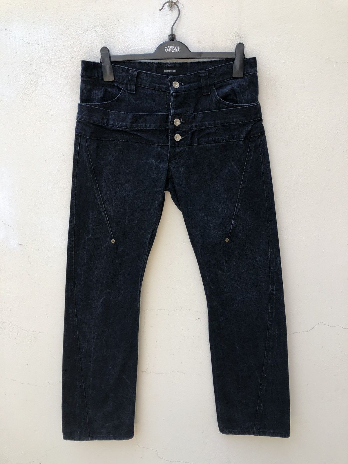 Yasuyuki Ishii Yasuyuki Ishii Japan Double Waist Indigo Denim Jeans Size US 31 - 1 Thumbnail