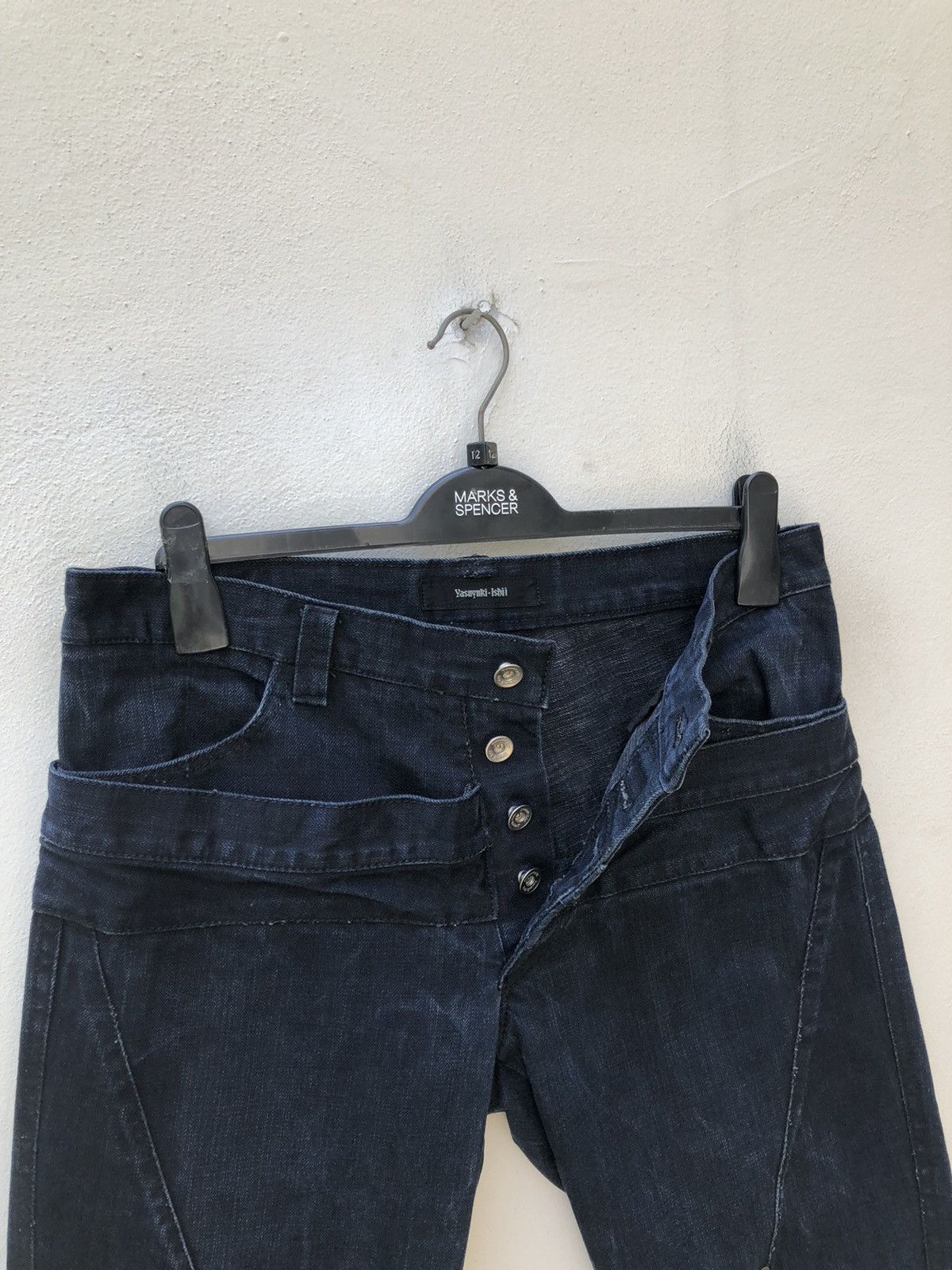 Yasuyuki Ishii Yasuyuki Ishii Japan Double Waist Indigo Denim Jeans Size US 31 - 4 Thumbnail