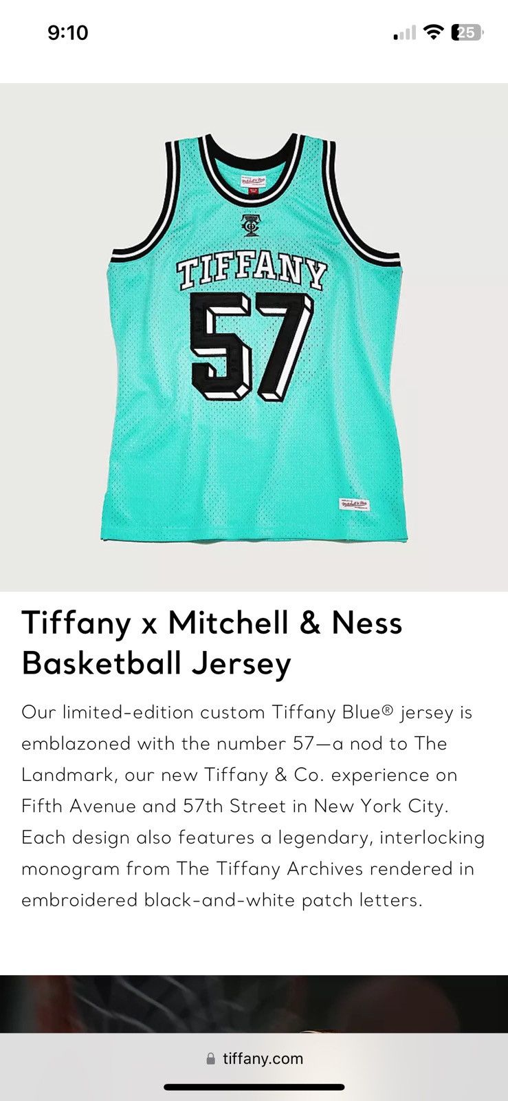 Tiffany & Co. x NBA x Mitchell & Ness Basketball Jersey Tiffany Blue/Black