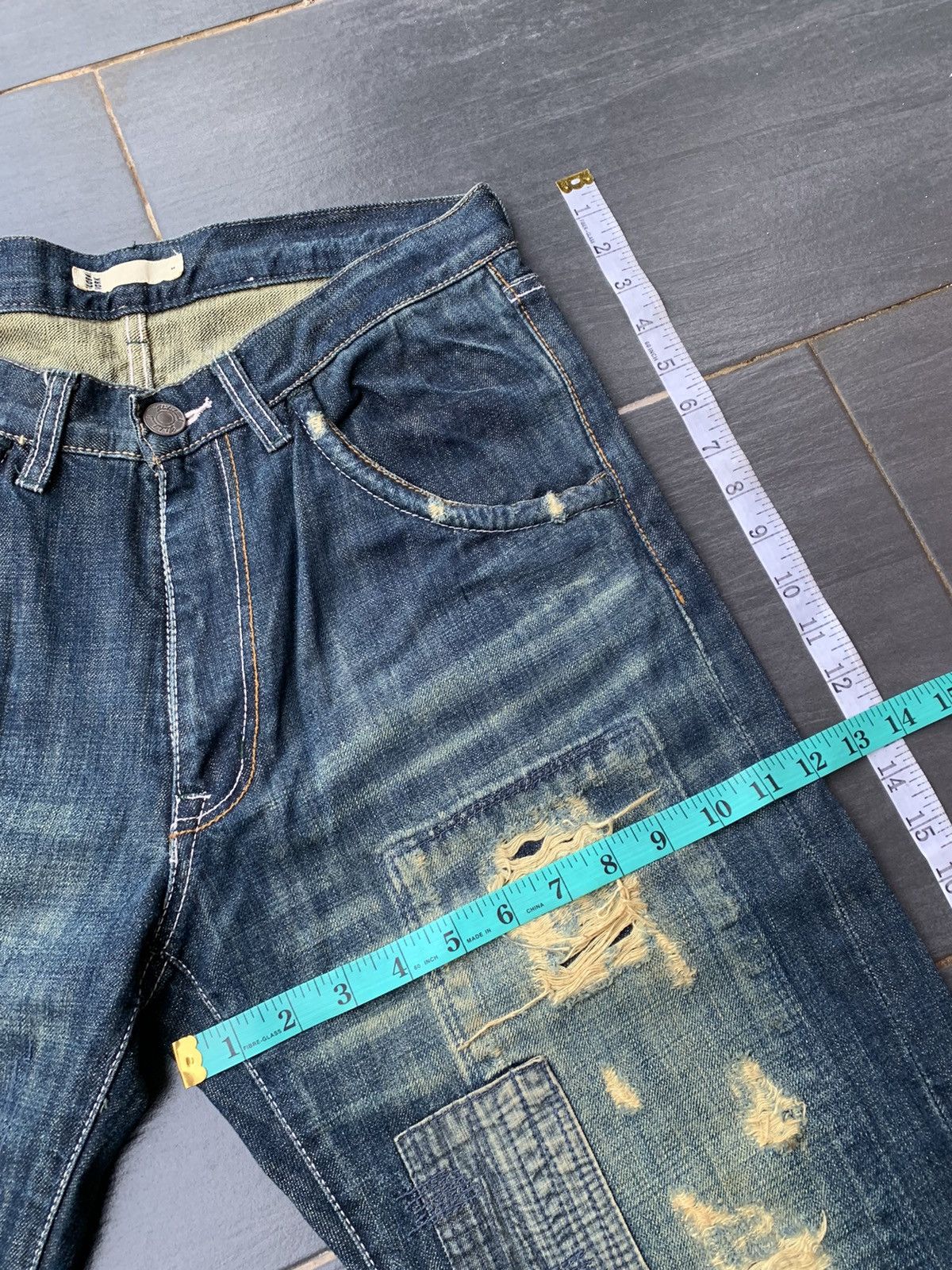 Global Work Global Work Japanese Distressed Sashiko Denim Size US 33 - 15 Thumbnail