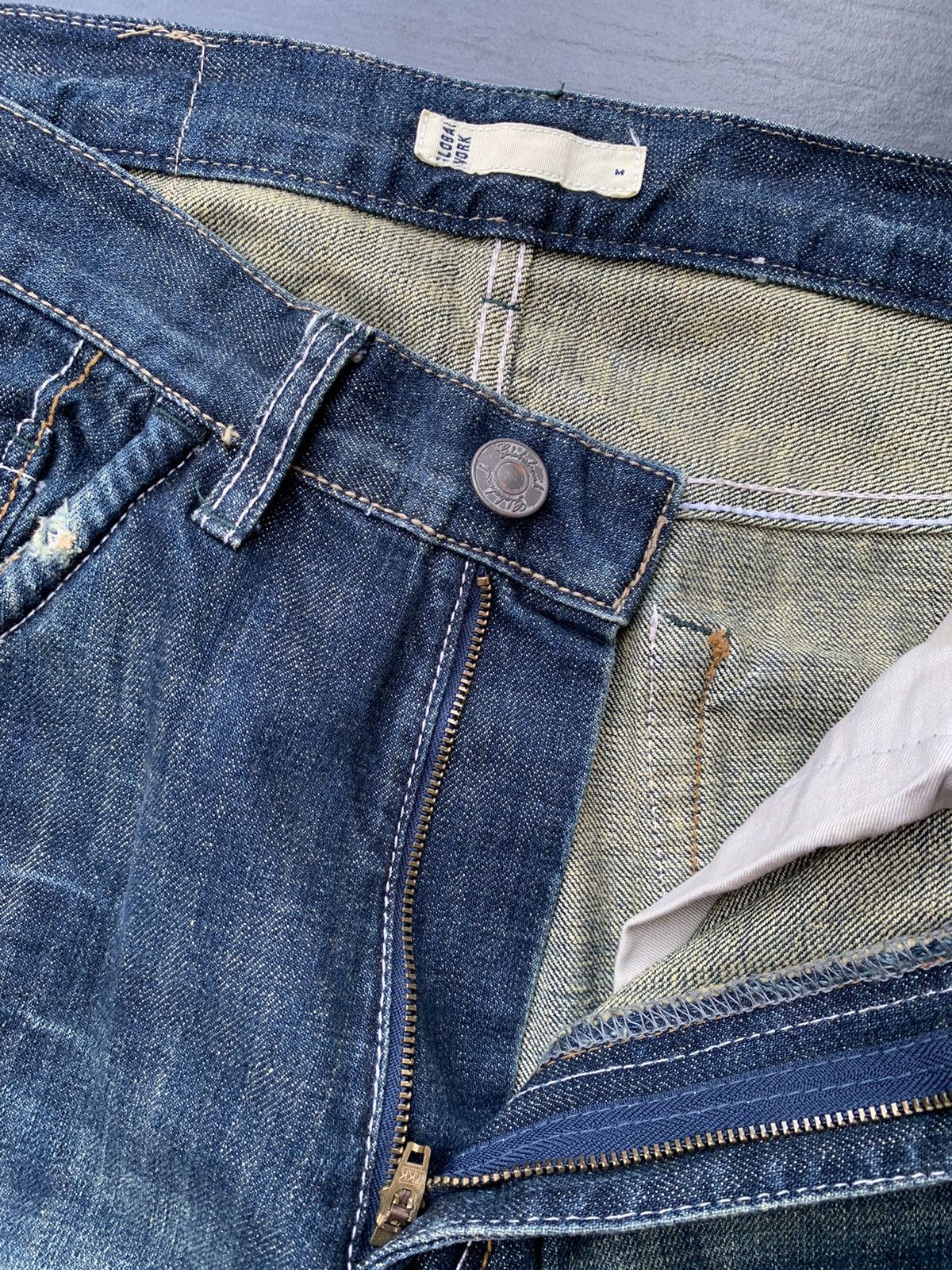 Global Work Global Work Japanese Distressed Sashiko Denim Size US 33 - 5 Thumbnail