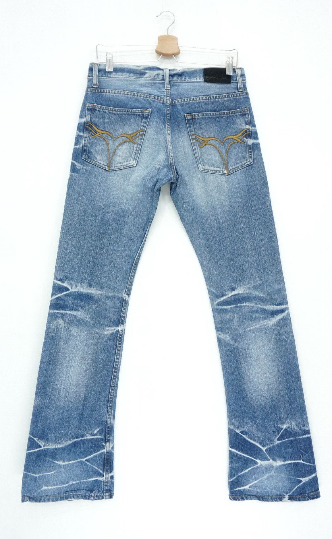 JACKROSE 🔥🔥Japan JACKROSE Flared Boot Tribal Mark Distressed Jeans Size US 31 - 1 Thumbnail