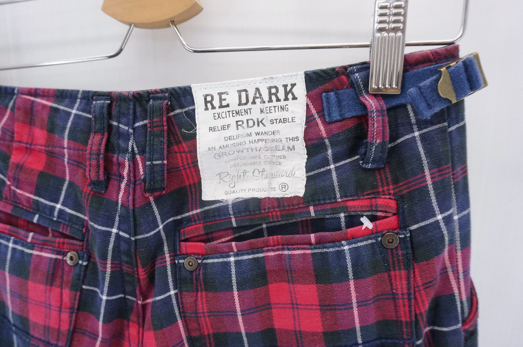 Japanese Brand 💥 Vintage RE DARK Plaid Skinny Punk Short Rise Worn Pants Size US 29 - 6 Thumbnail