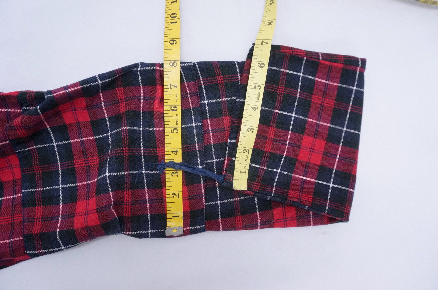 Japanese Brand 💥 Vintage RE DARK Plaid Skinny Punk Short Rise Worn Pants Size US 29 - 18 Thumbnail