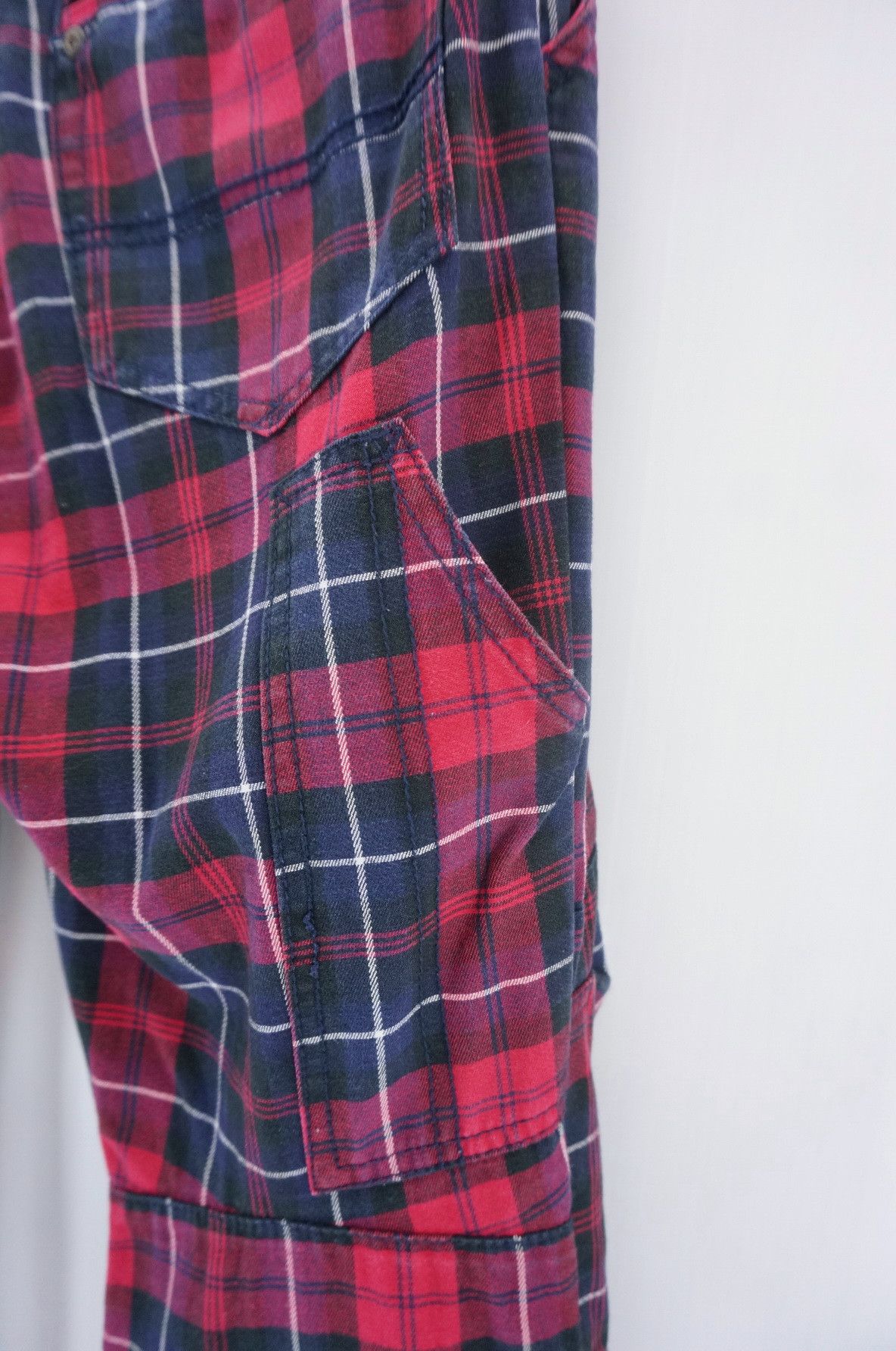 Japanese Brand 💥 Vintage RE DARK Plaid Skinny Punk Short Rise Worn Pants Size US 29 - 9 Thumbnail