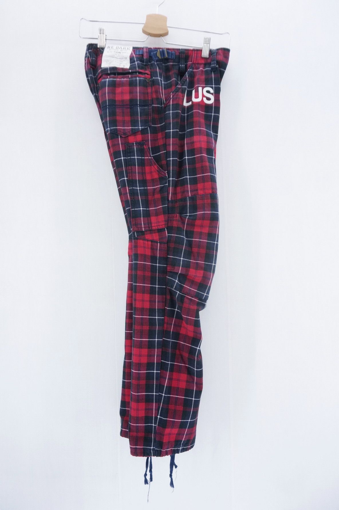 Japanese Brand 💥 Vintage RE DARK Plaid Skinny Punk Short Rise Worn Pants Size US 29 - 10 Thumbnail