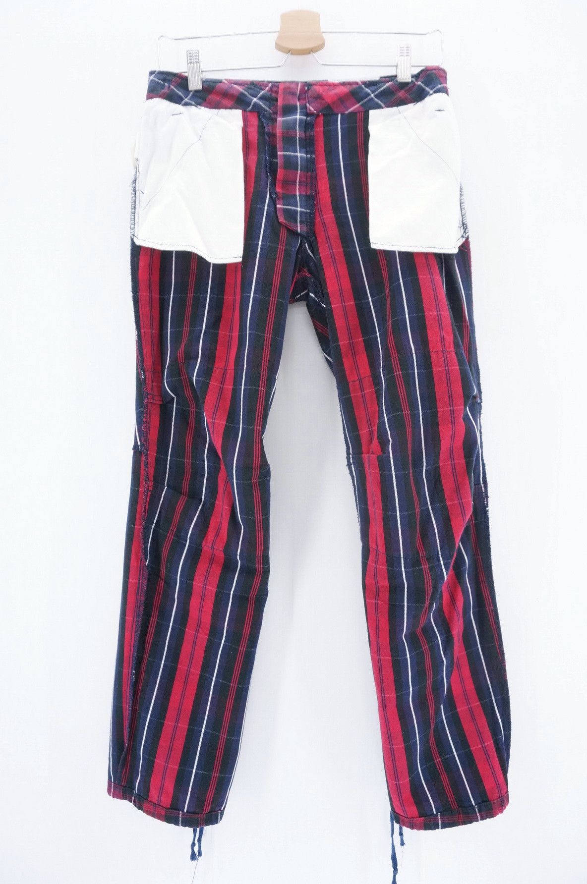 Japanese Brand 💥 Vintage RE DARK Plaid Skinny Punk Short Rise Worn Pants Size US 29 - 11 Thumbnail
