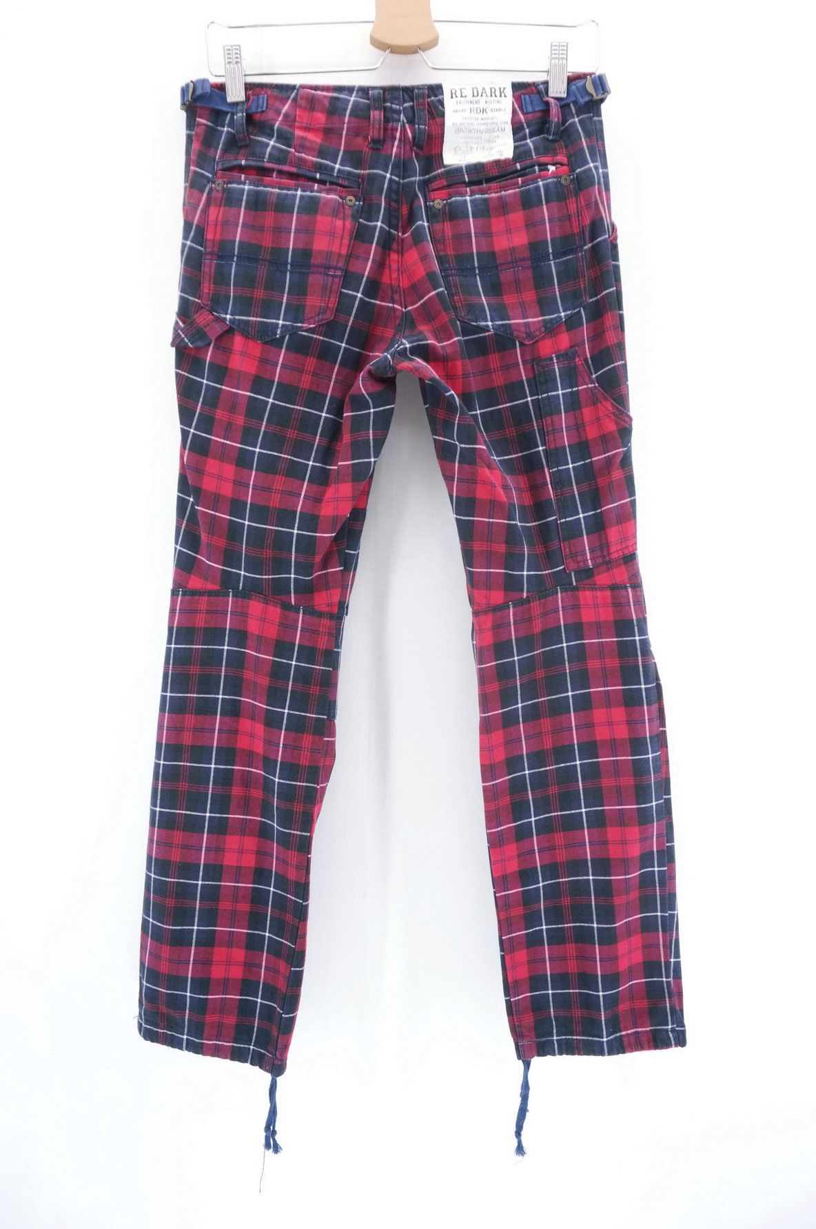 Japanese Brand 💥 Vintage RE DARK Plaid Skinny Punk Short Rise Worn Pants Size US 29 - 5 Thumbnail