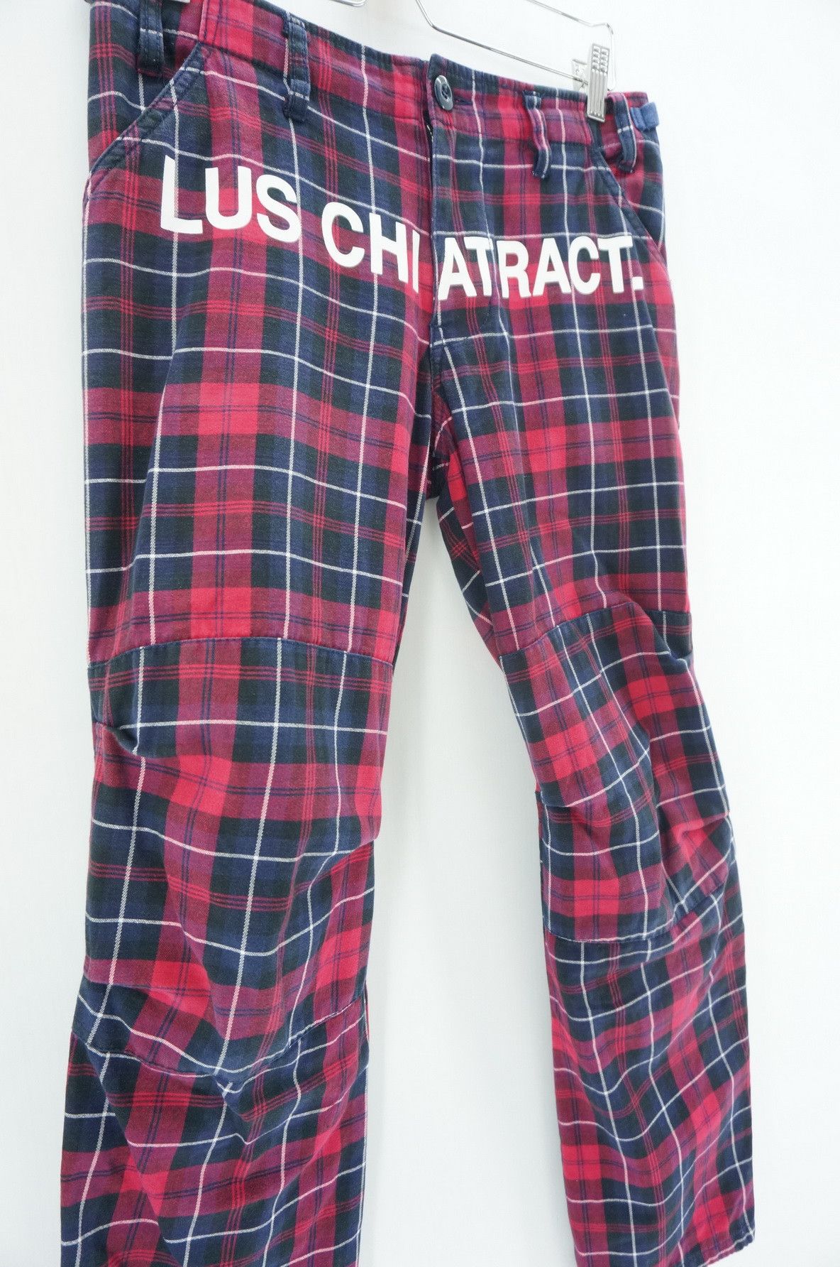 Japanese Brand 💥 Vintage RE DARK Plaid Skinny Punk Short Rise Worn Pants Size US 29 - 4 Thumbnail