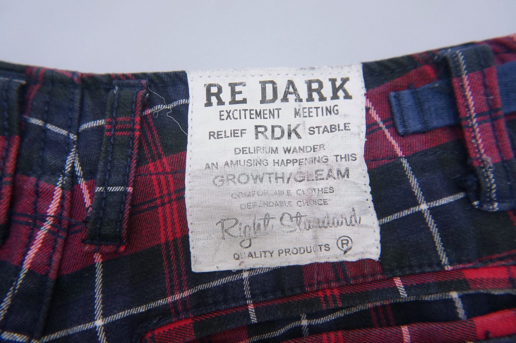 Japanese Brand 💥 Vintage RE DARK Plaid Skinny Punk Short Rise Worn Pants Size US 29 - 20 Thumbnail